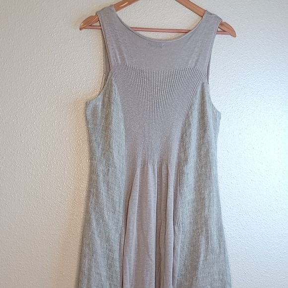 Crea Concept Lagenlook Boho Contemporary Artsy Linen Cotton Contrast Midi Dress - Picture 6 of 10